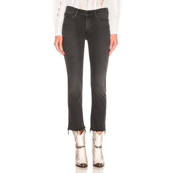 GUC Mother The Rascal Ankle Snippet Jeans 27 Dear Mr. Black Cropped Slim Raw Hem - Picture 1 of 13